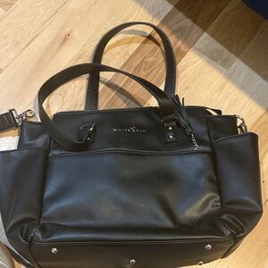 White Elm Faux Leather Black Gemini Tote Bag, Crossbody, Backpack